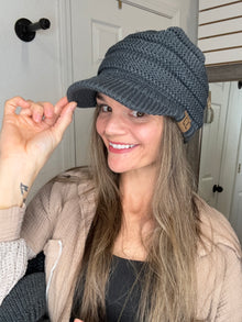 C.C Knitted Brim Hat Gray- Hana