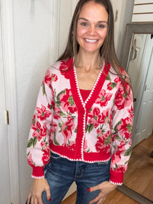 TEA PARTY FLORAL CARDIGAN - SKIES ARE BLUE