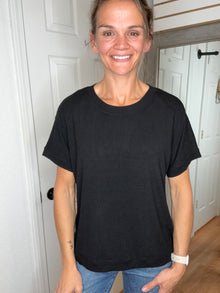 Billy Ribbed Short Sleeve Black - Yelete