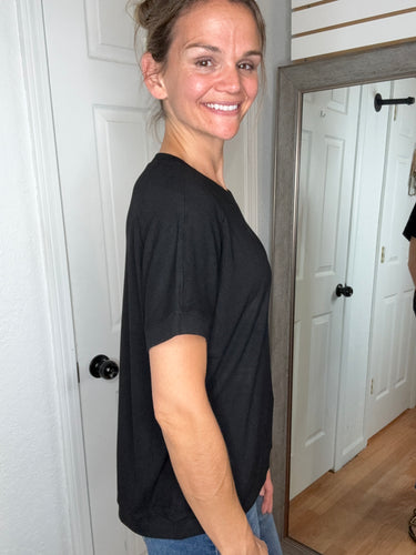 Billy Ribbed Short Sleeve Black - Yelete