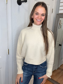 DARLENE TURTLENECK DOLMAN SWEATER - SKIES ARE BLUE