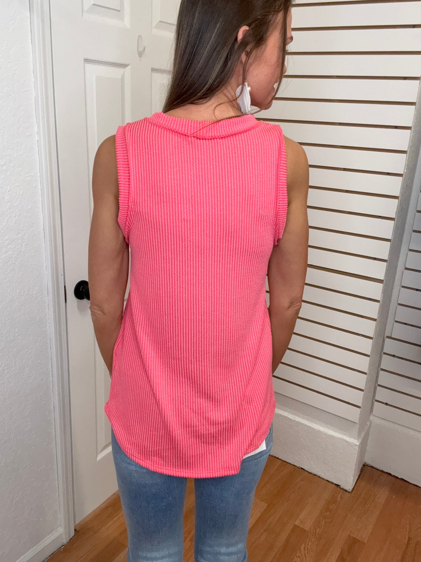 BRONTE RIBBED TANK- FLAMINGO PINK - HEIMISH