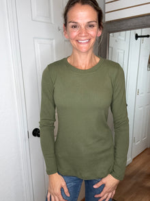 Reese Ribbed Long Sleeve Top Olive-  Michelle Mae