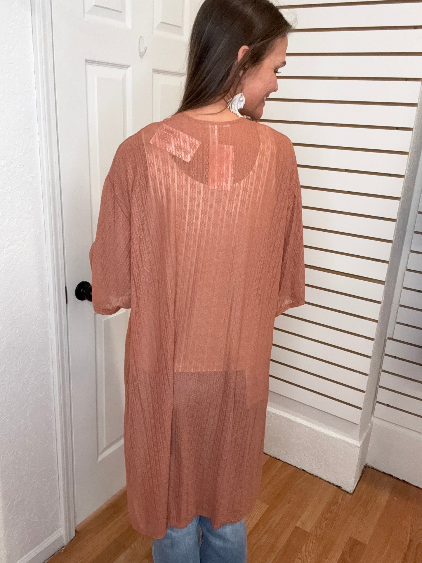 GRADY KIMONO - PEACH/BROWN