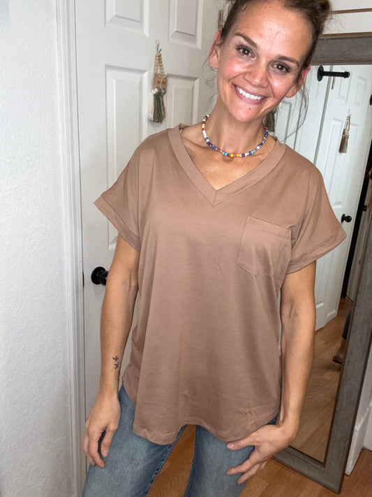 BLAYNA POCKET TEE MOCHA MITTOSHOP