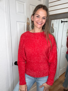 Susan Sweater Top Red - Skies Are Blue