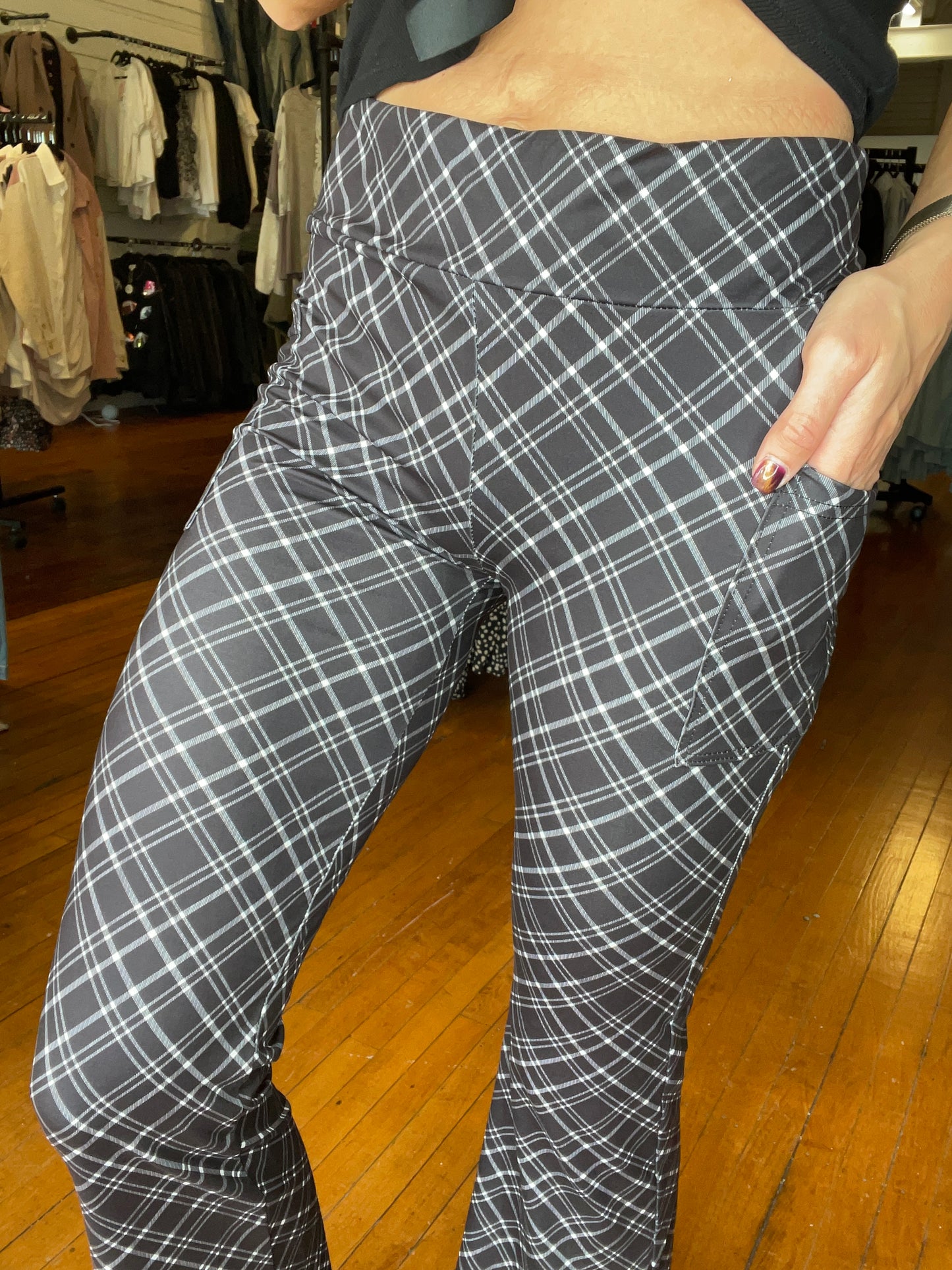 JENNIFER BOOTCUT LEGGINGS - PLAID