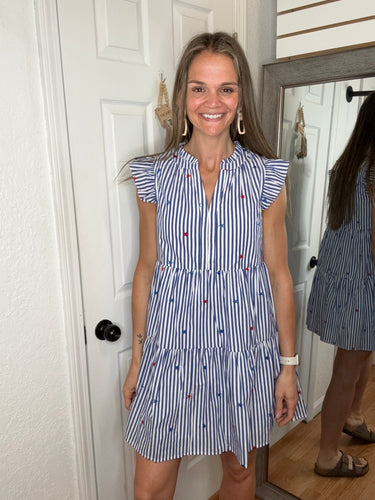 Patriotic Stars Dress- Skies Are Blue