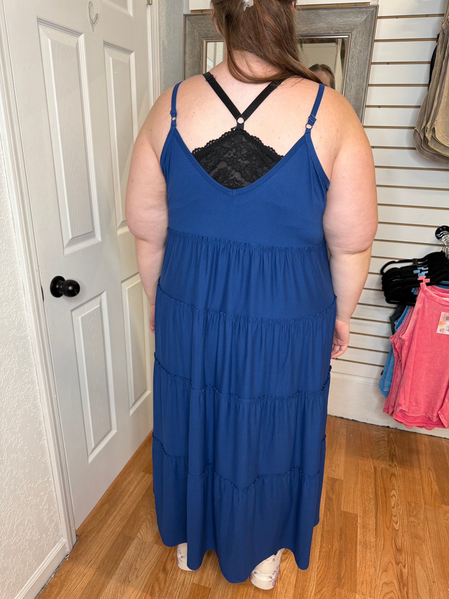DIANE TIERED MAXI DRESS NAVY - ZENANA