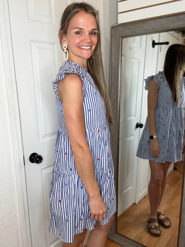 Patriotic Stars Dress- Skies Are Blue