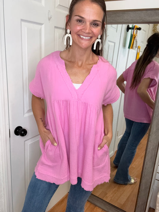 LOIS FLOWY GAUZE TOP-ZENANA
