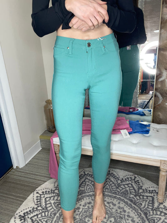 Hyperstretch Mid-Rise Skinny Jean Sea Green