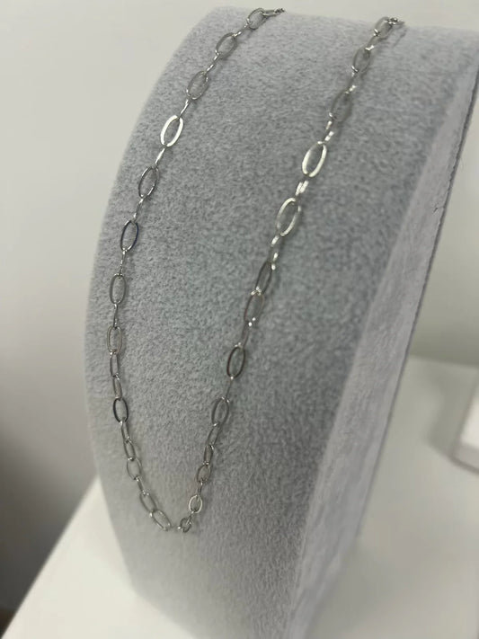 Paperclip Silver Charm Bar Necklace