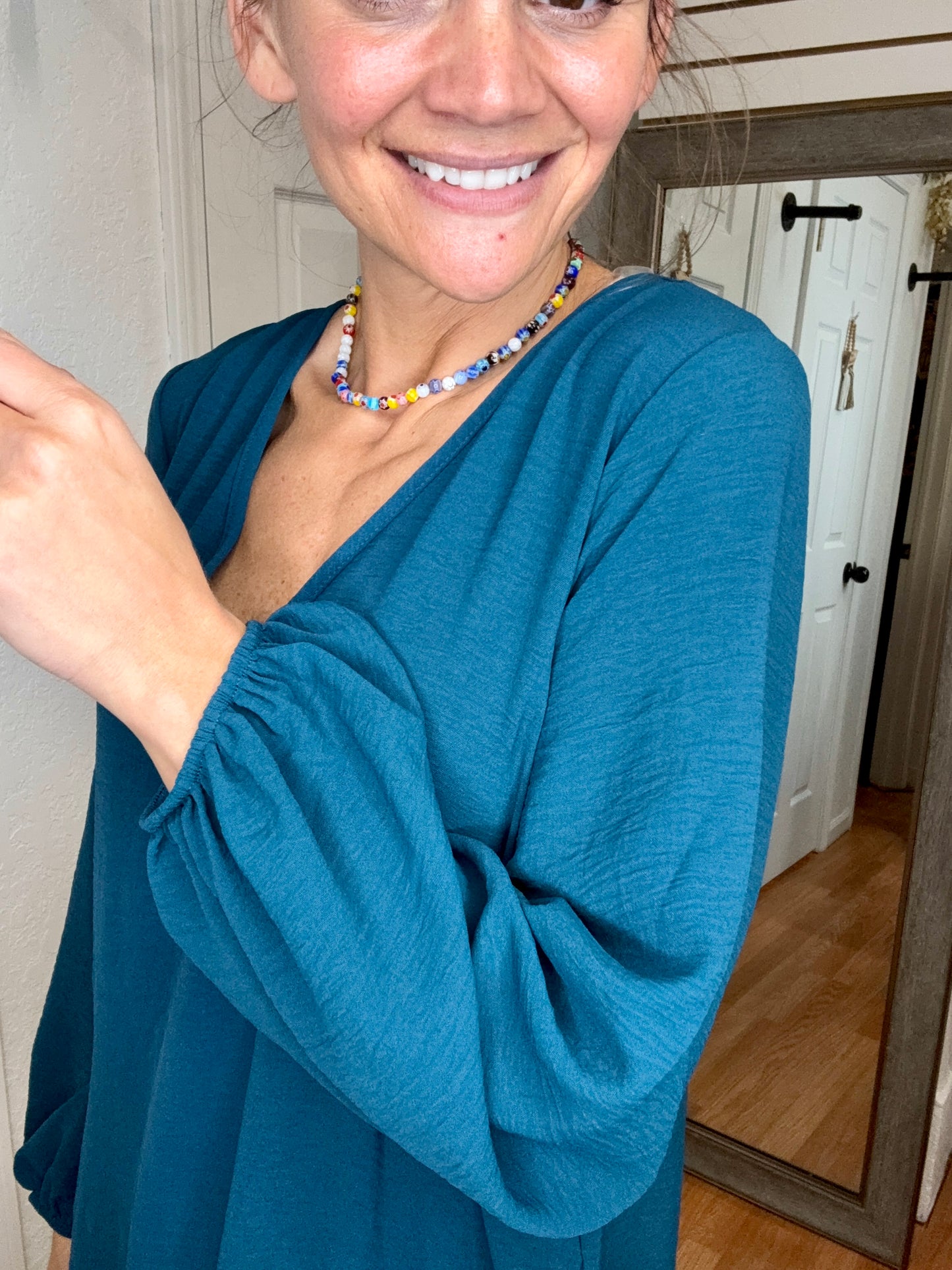 MARLENE SHIFT DRESS TEAL - MITTOSHOP