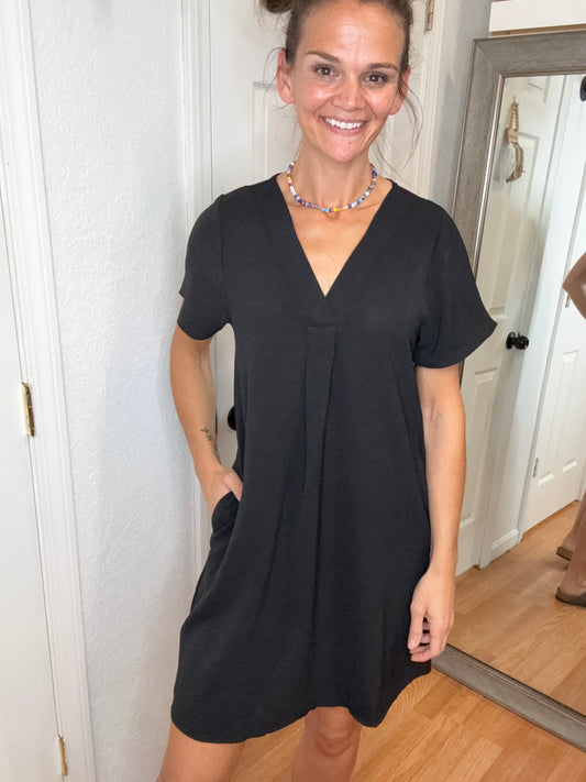 STELLA SHIFT DRESS - BLACK - MITTOSHOP