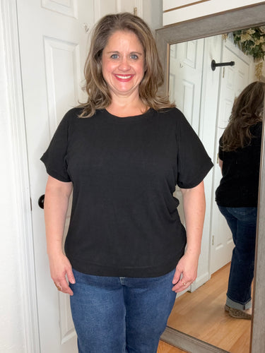Billy Ribbed Short Sleeve Black - Yelete