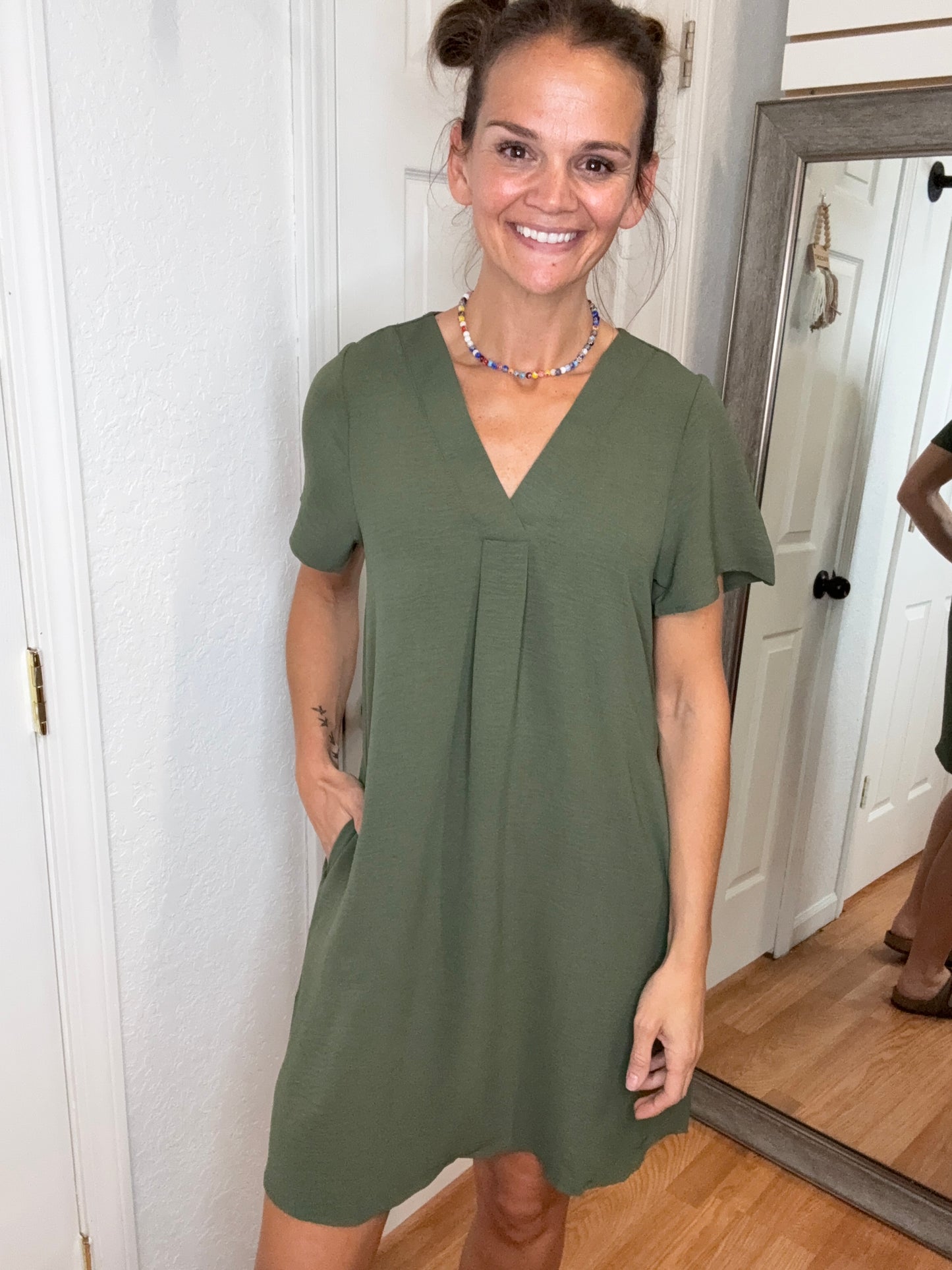 STELLA SHIFT DRESS - OLIVE - MITTOSHOP