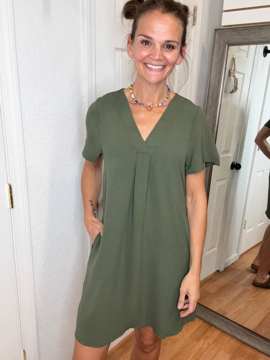 STELLA SHIFT DRESS - OLIVE - MITTOSHOP