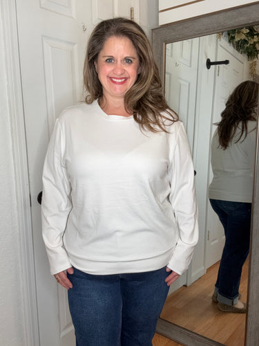 Billy Ribbed Long Sleeve White - Yelete