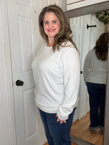 Billy Ribbed Long Sleeve White - Yelete