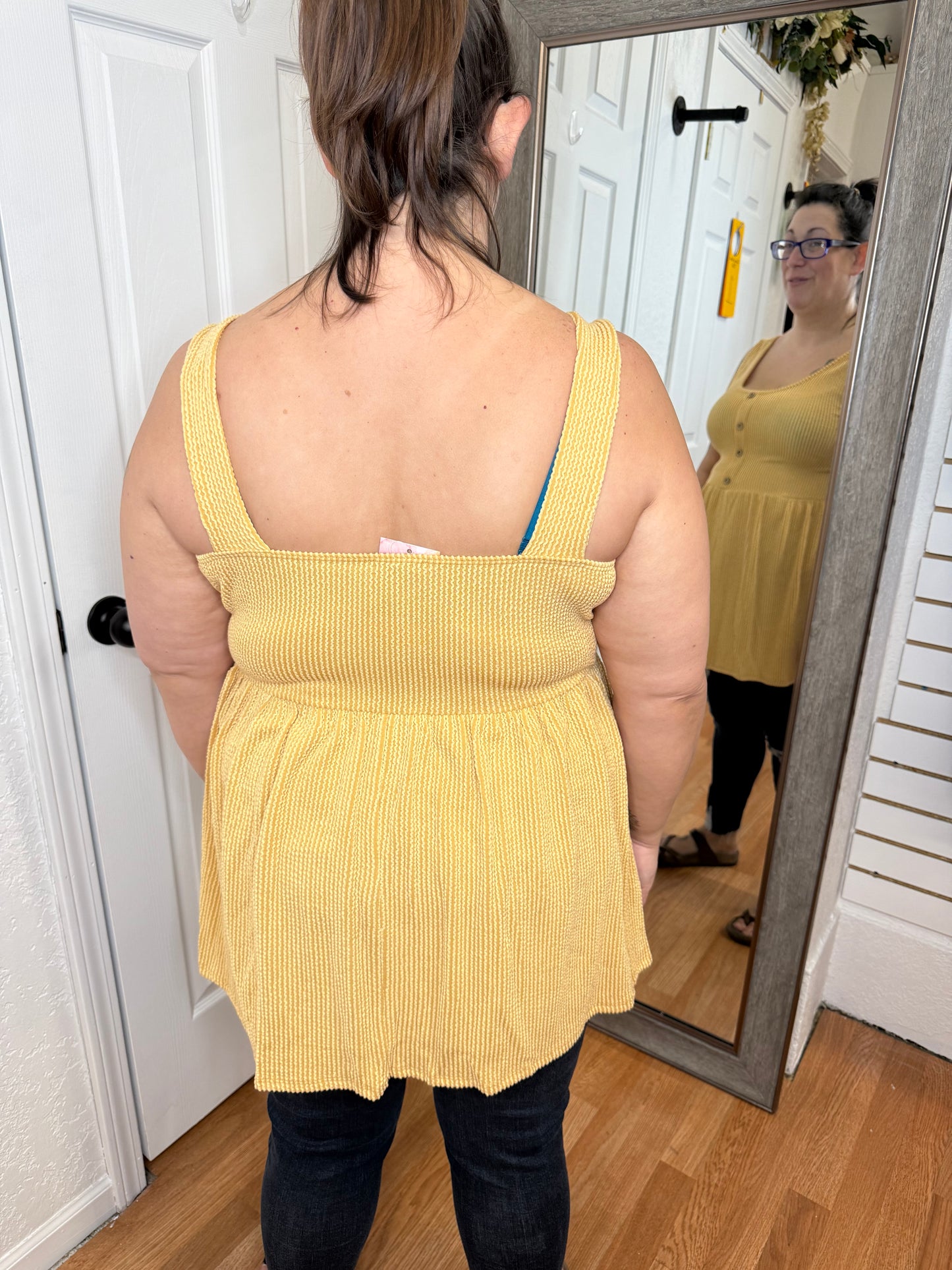 CAMDEN BABYDOLL HENLEY TANK - MUSTARD- HEIMISH