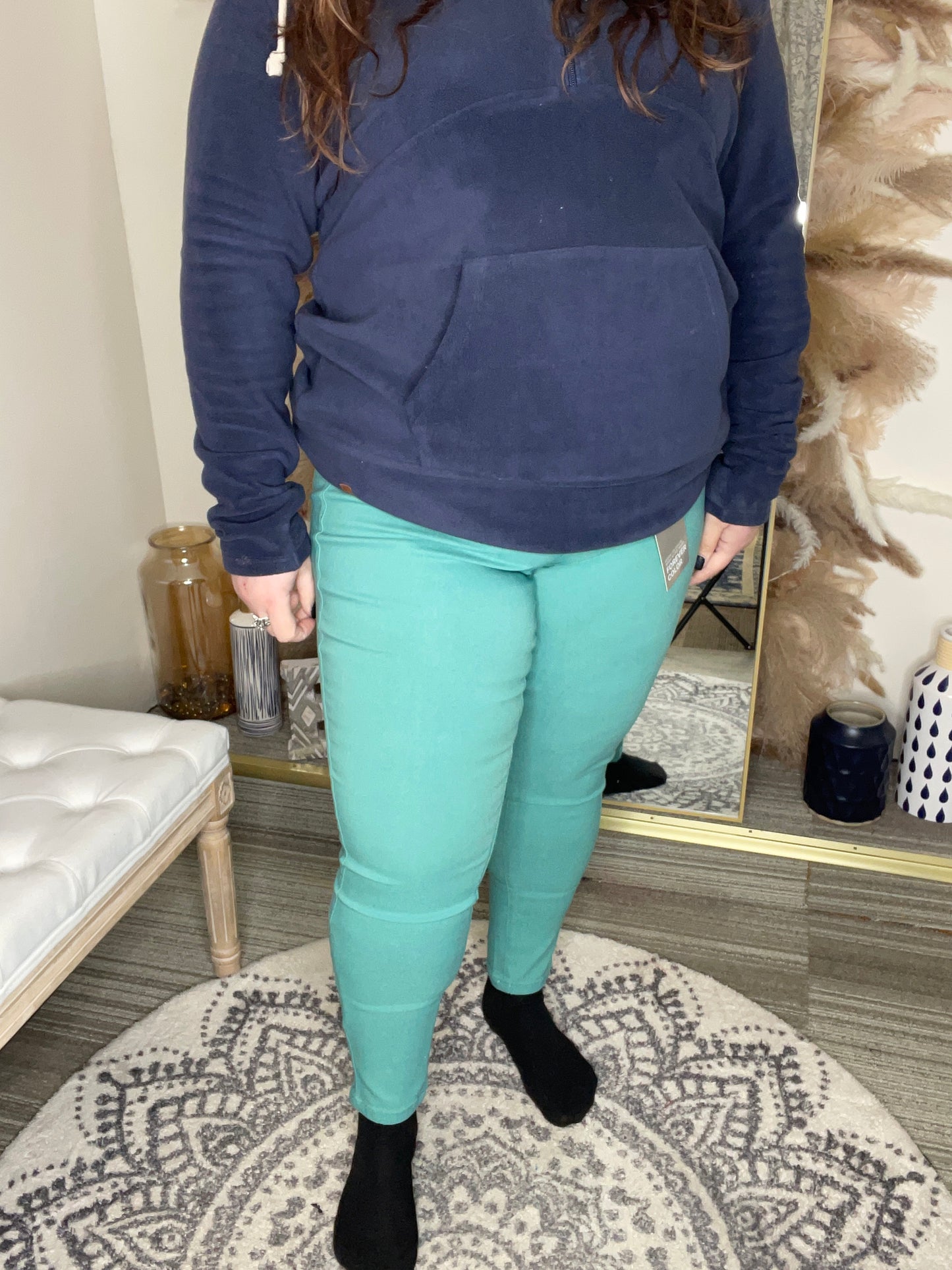 Hyperstretch Mid-Rise Skinny Jean Sea Green