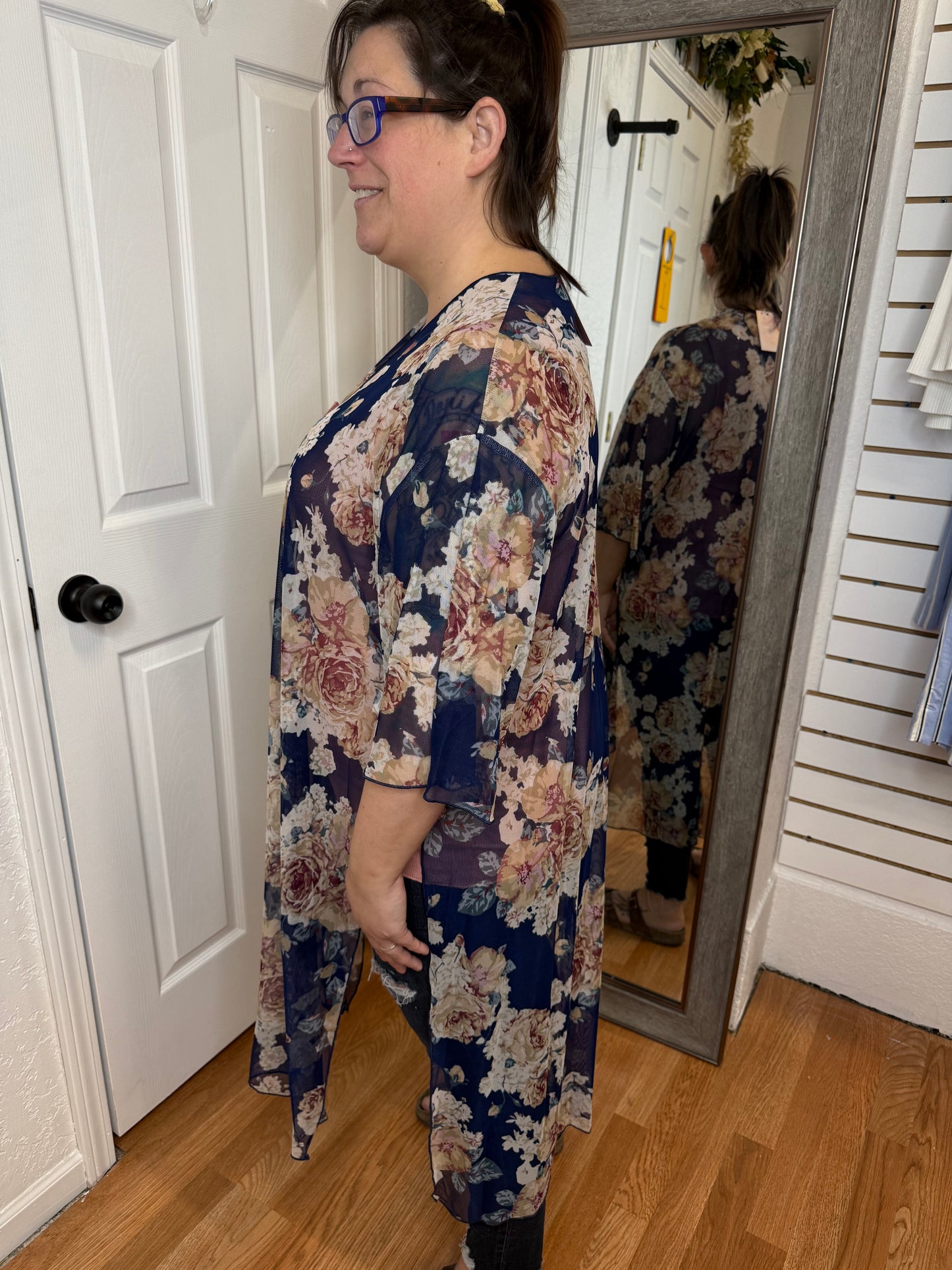 ETTA DUSTER KIMONO - NAVY FLORAL