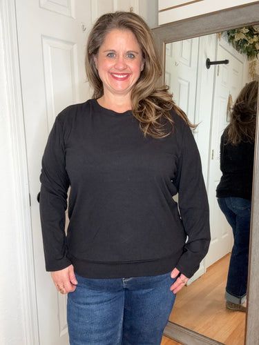 Billy Ribbed Long Sleeve Black - Yelete
