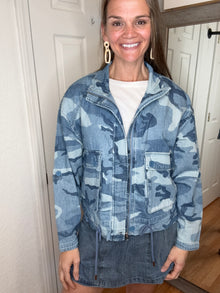 Carol Camouflage Denim Jacket- Risen