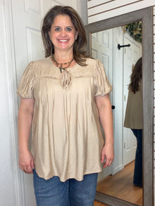 Polly Blouse Short Sleeve Blouse Khaki- Blu Pepper