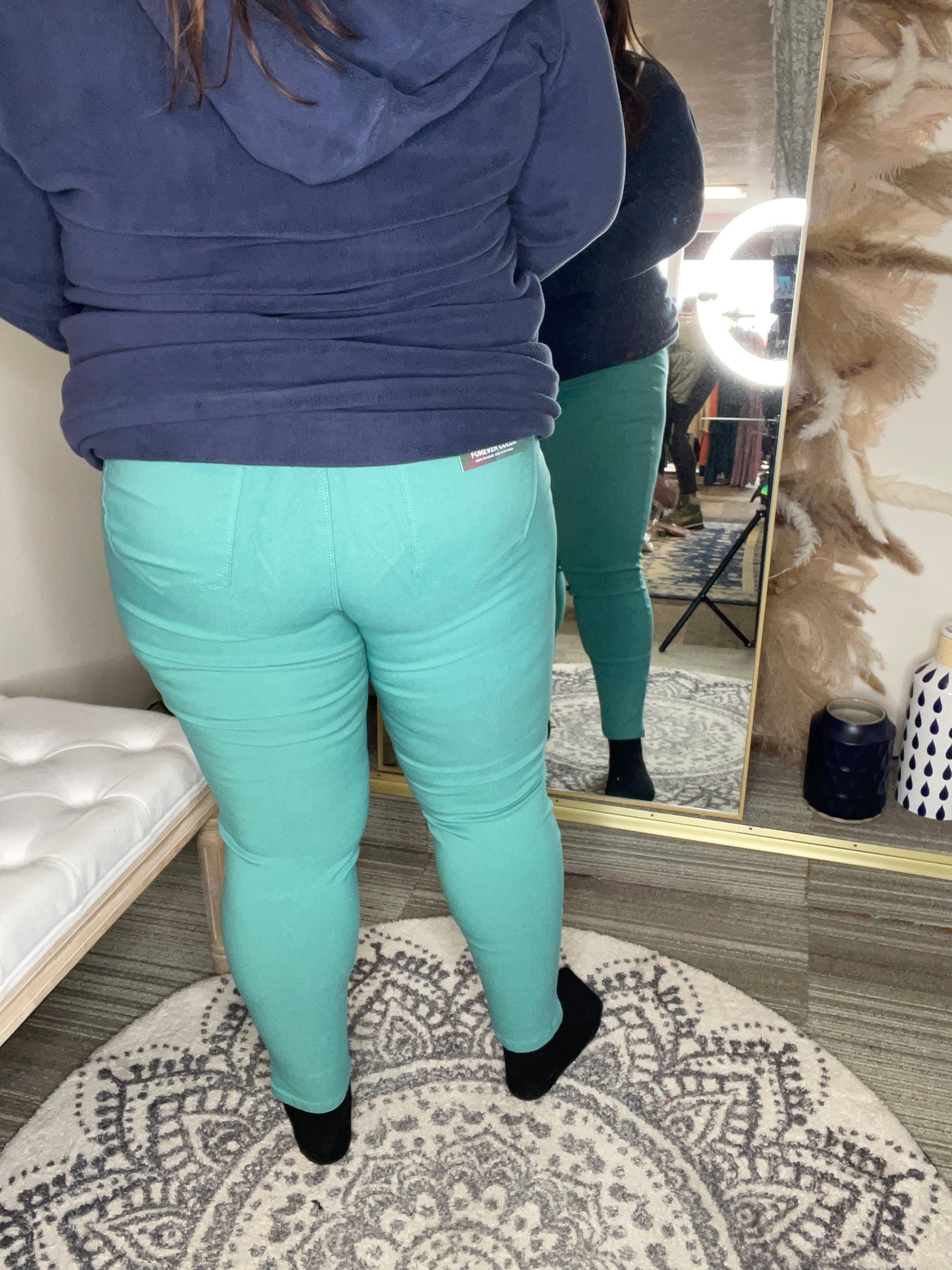 Hyperstretch Mid-Rise Skinny Jean Sea Green