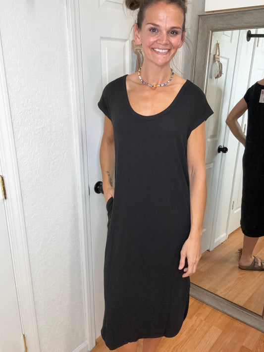 MARISSA MIDI LENGTH DRESS BLACK - MITTOSHOP