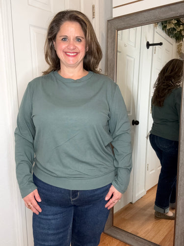 Billy Ribbed Long Sleeve Smokey Olive - Yelete