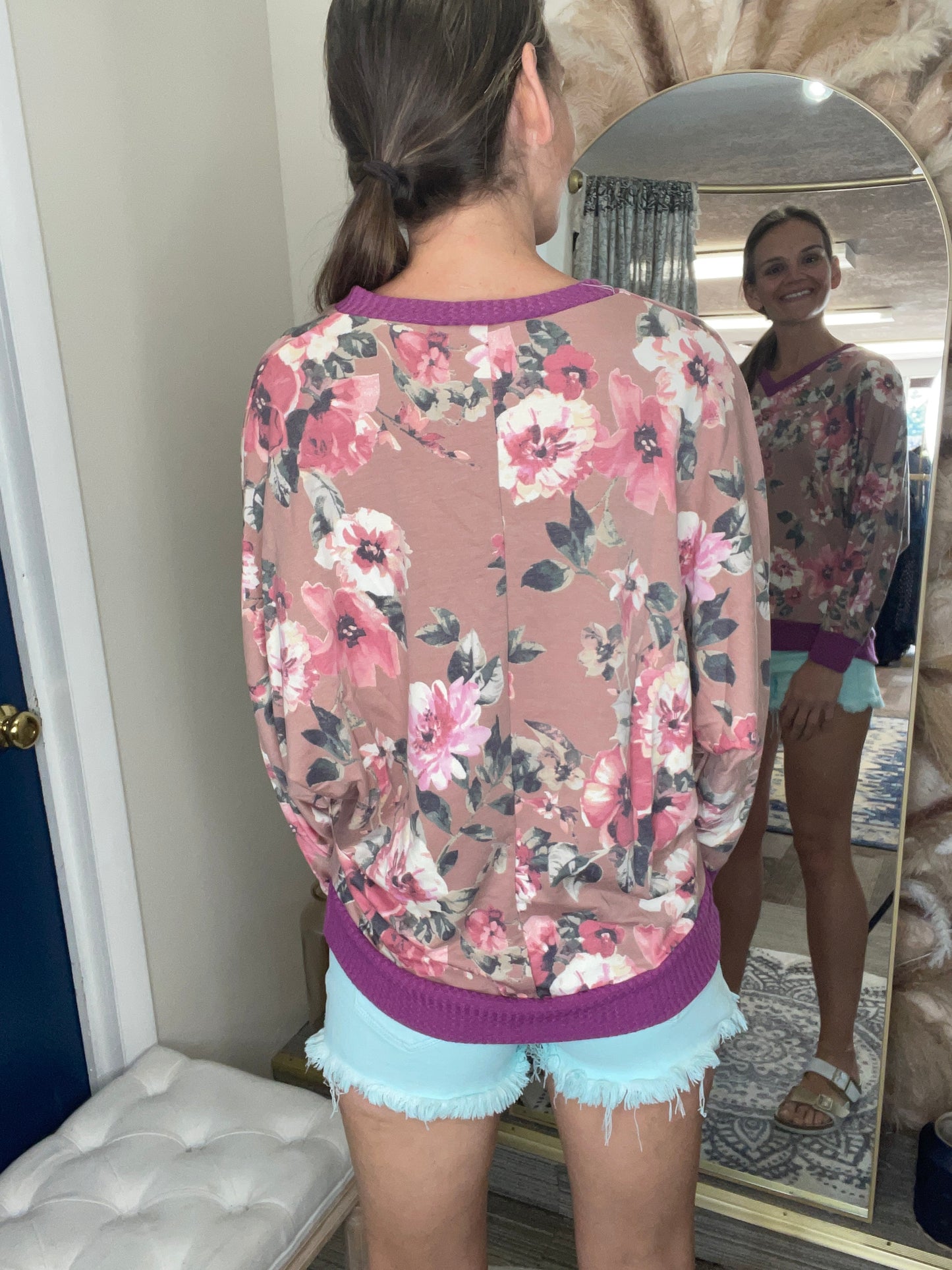 Cierra  Floral V Neck Sweater