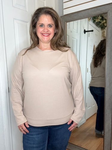 Billy Ribbed Long Sleeve Khaki - Yelete