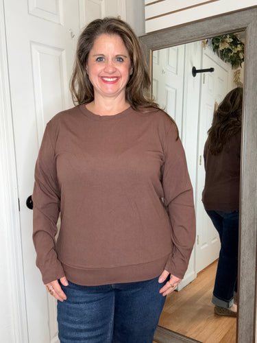 Billy Ribbed Long Sleeve Coffee - Yelete