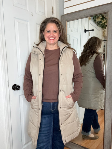 Harlow Long Vest Mocha- Michelle Mae