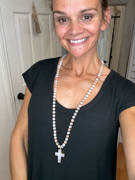 EVE STONE CROSS NECKLACE - DYLAN JEWELRY