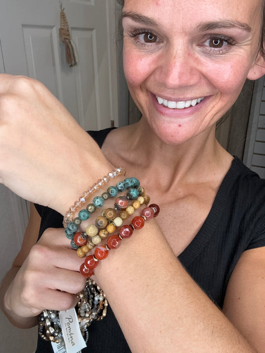 AMY STACKED BEAD AND STONE BRACELET - DYLAN JEWELRY