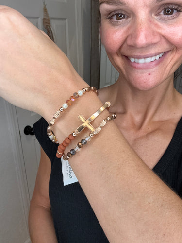WENDY STACKED CROSS BRACELET RUST - DYLAN JEWELRY