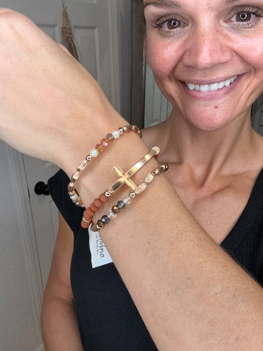 WENDY STACKED CROSS BRACELET RUST - DYLAN JEWELRY