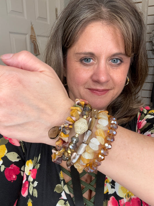 ZAMBIA STONE STACKED BRACELET - DYLAN JEWELRY
