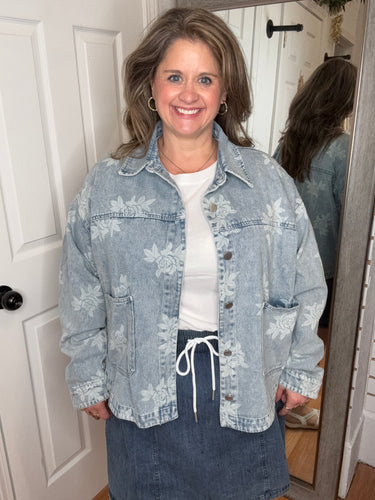 Mariah Denim Floral Jacket - Bibi