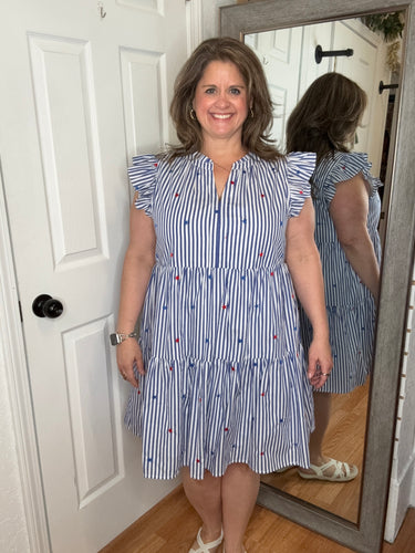 Patriotic Stars Dress- Skies Are Blue