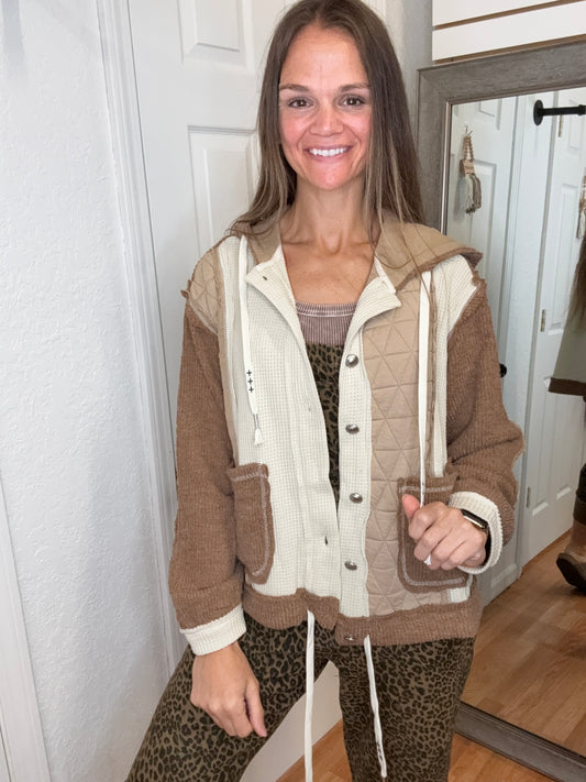 SERENA BUTTON DOWN HOODED QUILTED JACKET - POL