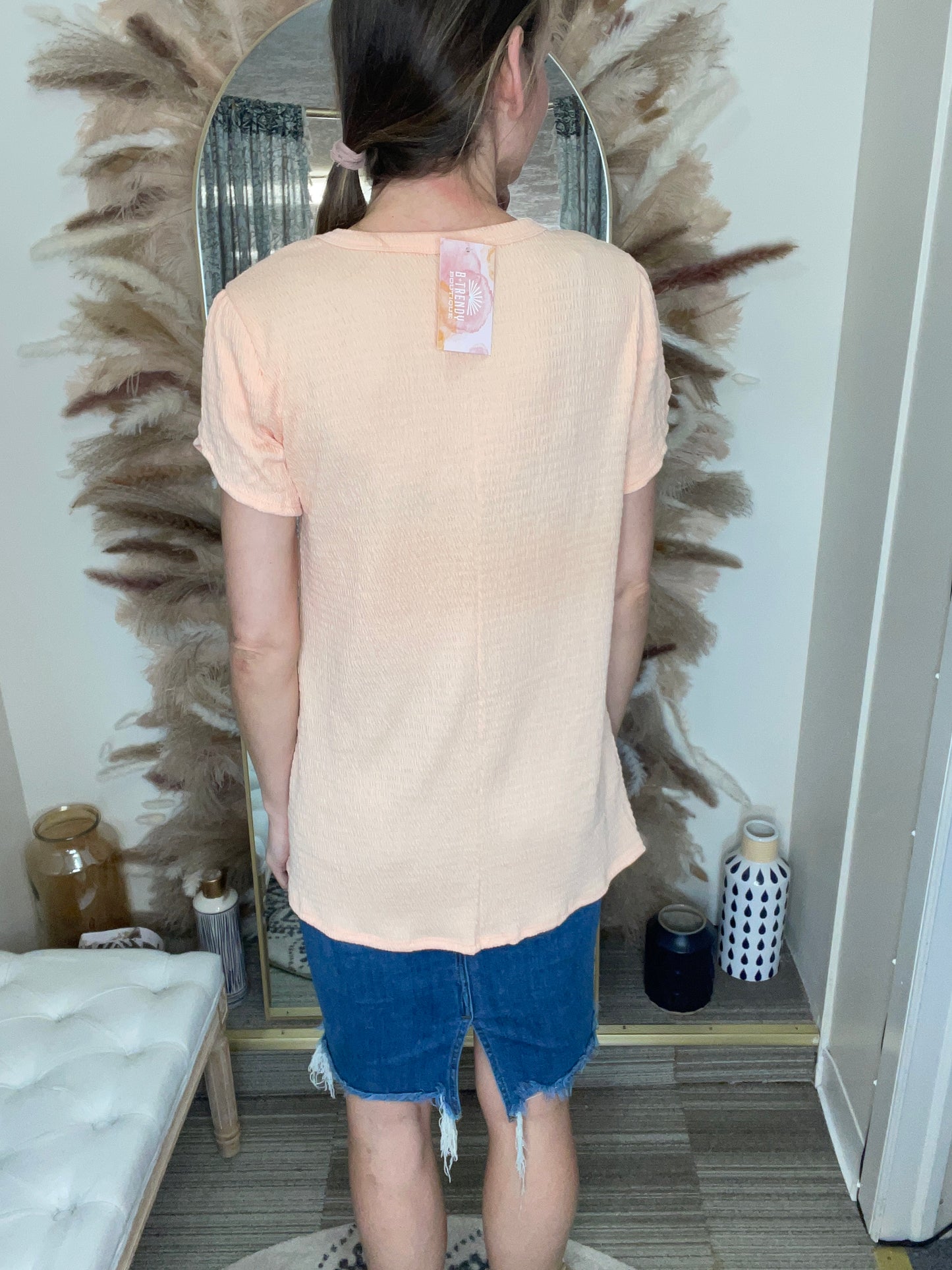 TULIP SLEEVE TOP - PEACH