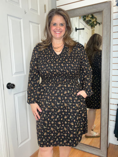 Cora Smocked Floral Dress Black - Staccato