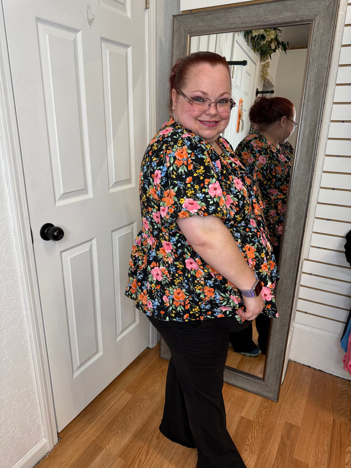 KENDALL TIE FRONT PEPLUM BLOUSE TOP - HAPTICS
