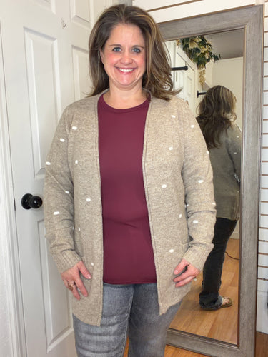 Amelia Dot Cardigan Mocha - Staccato