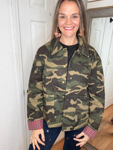 Cam Camouflage Quilted Denim Jacket- Anniewear